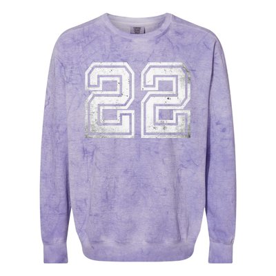 Number 22 Sports Jersey Lucky No. Birthday Age Vintage Colorblast Crewneck Sweatshirt