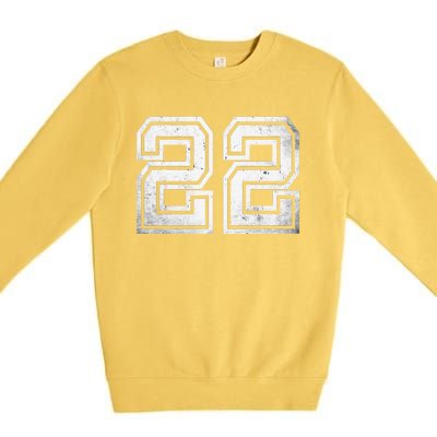 Number 22 Sports Jersey Lucky No. Birthday Age Vintage Premium Crewneck Sweatshirt