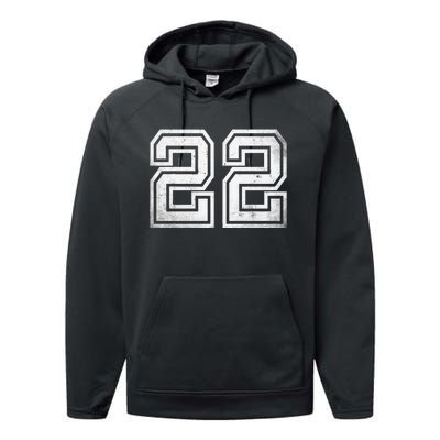 Number 22 Sports Jersey Lucky No. Birthday Age Vintage Performance Fleece Hoodie