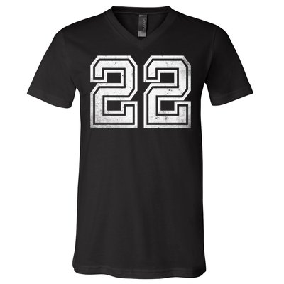 Number 22 Sports Jersey Lucky No. Birthday Age Vintage V-Neck T-Shirt