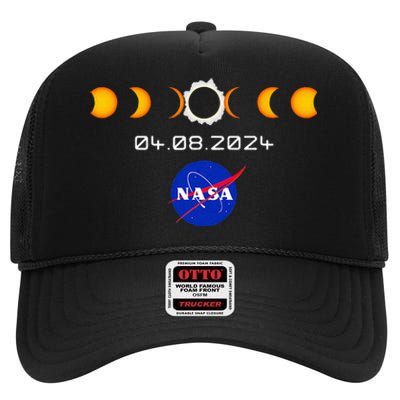 Nas.A 2024 Total Solar Eclipse 2024 Totality 04.08.24 High Crown Mesh Back Trucker Hat