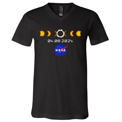 Nas.A 2024 Total Solar Eclipse 2024 Totality 04.08.24 V-Neck T-Shirt