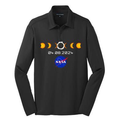 Nas.A 2024 Total Solar Eclipse 2024 Totality 04.08.24 Silk Touch Performance Long Sleeve Polo