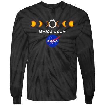 Nas.A 2024 Total Solar Eclipse 2024 Totality 04.08.24 Tie-Dye Long Sleeve Shirt