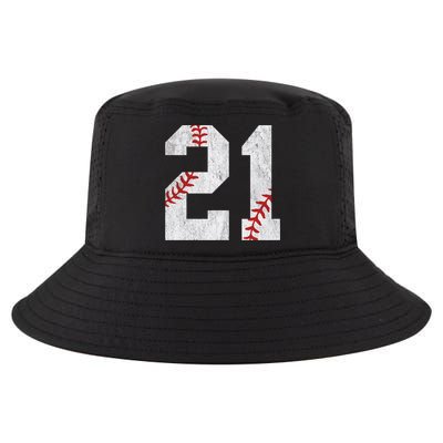 Number #21 Vintage 21st Birthday Baseball Lover 21 Years Old Gift Cool Comfort Performance Bucket Hat