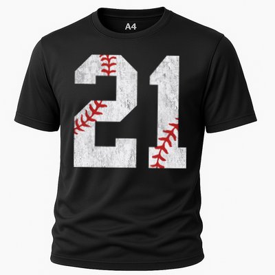 Number #21 Vintage 21st Birthday Baseball Lover 21 Years Old Gift Cooling Performance Crew T-Shirt