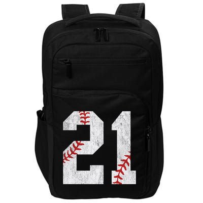Number #21 Vintage 21st Birthday Baseball Lover 21 Years Old Gift Impact Tech Backpack
