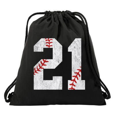 Number #21 Vintage 21st Birthday Baseball Lover 21 Years Old Gift Drawstring Bag