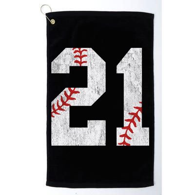 Number #21 Vintage 21st Birthday Baseball Lover 21 Years Old Gift Golf Towel