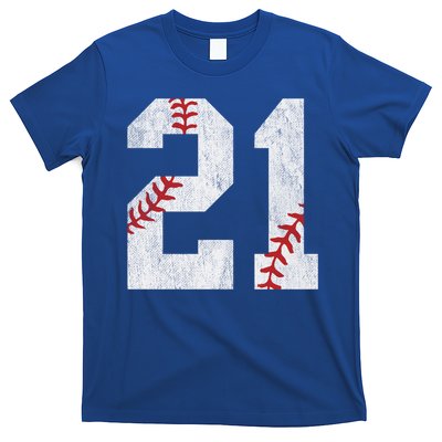Number #21 Vintage 21st Birthday Baseball Lover 21 Years Old Gift T-Shirt