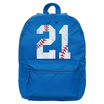 Number #21 Vintage 21st Birthday Baseball Lover 21 Years Old Gift 16 in Basic Backpack