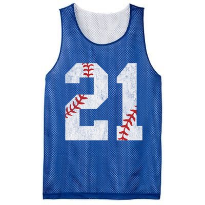 Number #21 Vintage 21st Birthday Baseball Lover 21 Years Old Gift Mesh Reversible Basketball Jersey Tank