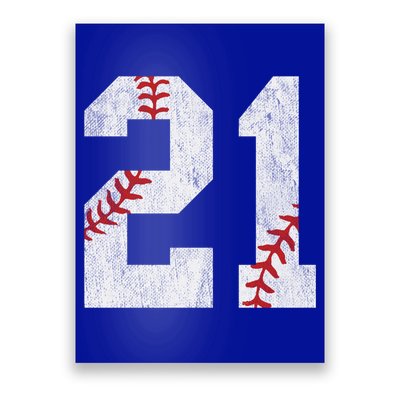 Number #21 Vintage 21st Birthday Baseball Lover 21 Years Old Gift Poster