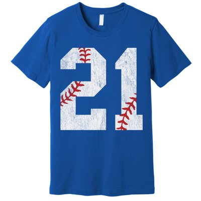 Number #21 Vintage 21st Birthday Baseball Lover 21 Years Old Gift Premium T-Shirt