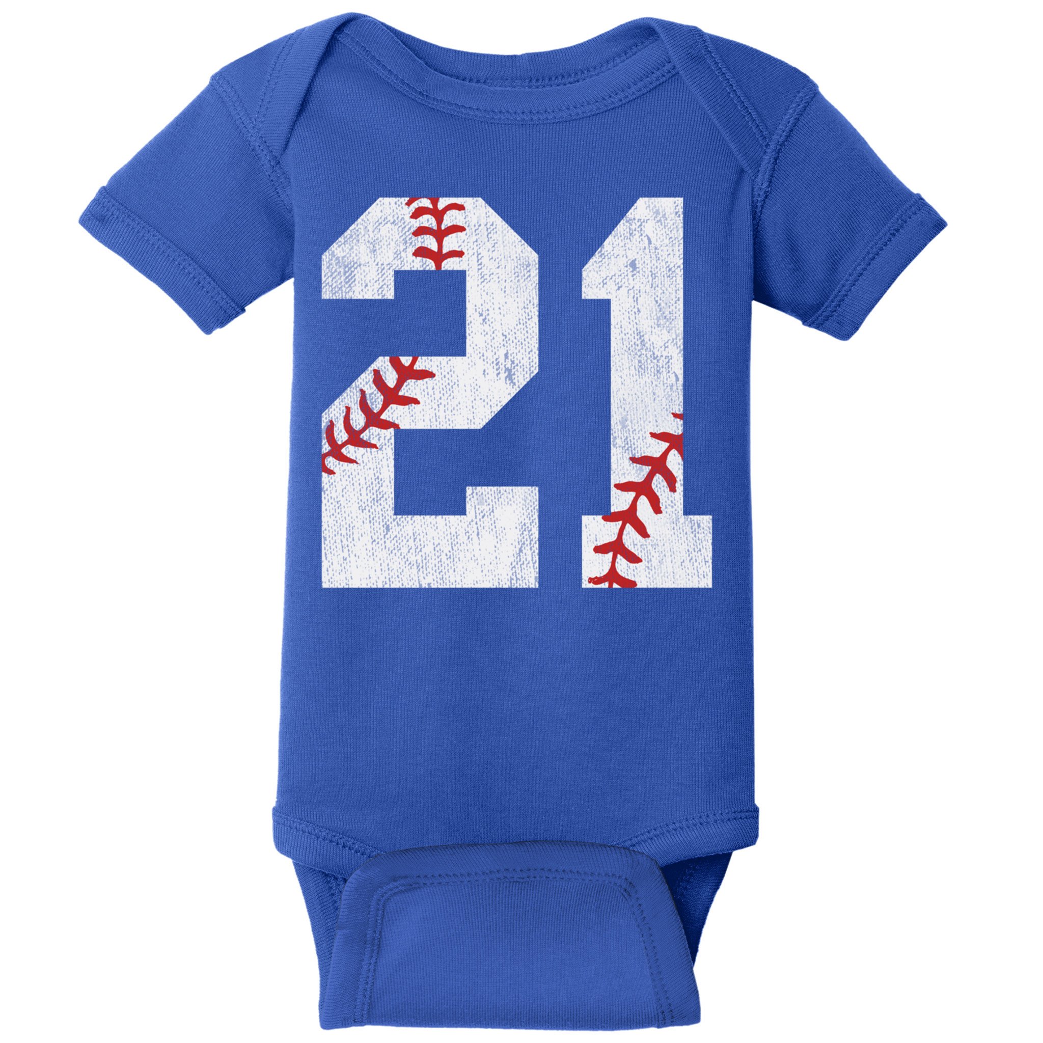 Number #21 Vintage 21st Birthday Baseball Lover 21 Years Old Gift Baby Bodysuit