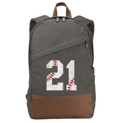 Number #21 Vintage 21st Birthday Baseball Lover 21 Years Old Gift Cotton Canvas Backpack