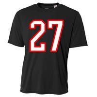 Number 27 White Red Sport Varsity Number 27 Cooling Performance Crew T-Shirt