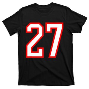 Number 27 White Red Sport Varsity Number 27 T-Shirt