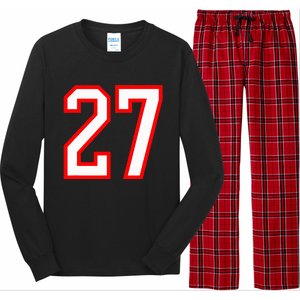 Number 27 White Red Sport Varsity Number 27 Long Sleeve Pajama Set