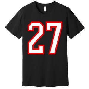 Number 27 White Red Sport Varsity Number 27 Premium T-Shirt