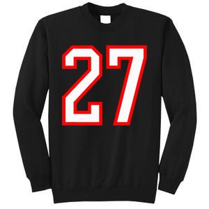 Number 27 White Red Sport Varsity Number 27 Tall Sweatshirt