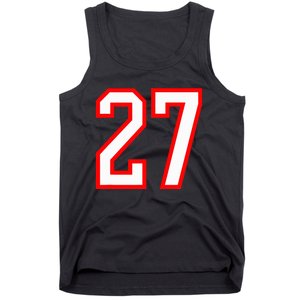 Number 27 White Red Sport Varsity Number 27 Tank Top