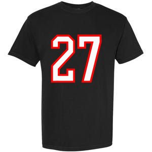 Number 27 White Red Sport Varsity Number 27 Garment-Dyed Heavyweight T-Shirt