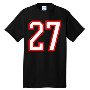 Number 27 White Red Sport Varsity Number 27 Tall T-Shirt