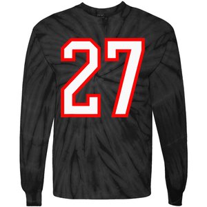 Number 27 White Red Sport Varsity Number 27 Tie-Dye Long Sleeve Shirt