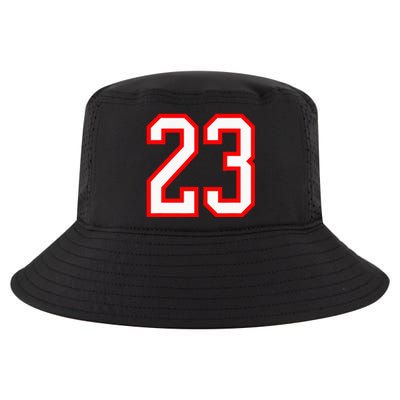 Number 23 White Red Sports Jersey Birthday Lucky Number 23 Cool Comfort Performance Bucket Hat