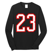 Number 23 White Red Sports Jersey Birthday Lucky Number 23 Long Sleeve Shirt