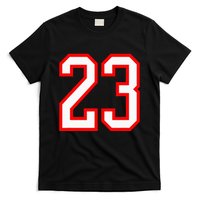 Number 23 White Red Sports Jersey Birthday Lucky Number 23 T-Shirt