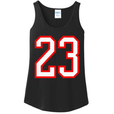 Number 23 White Red Sports Jersey Birthday Lucky Number 23 Ladies Essential Tank