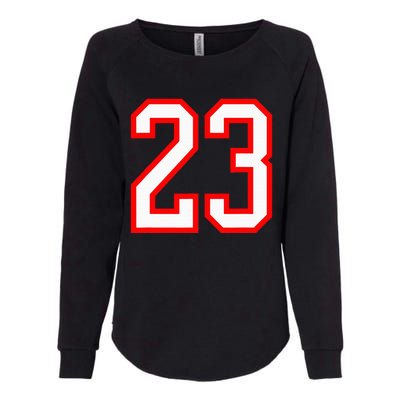 Number 23 White Red Sports Jersey Birthday Lucky Number 23 Womens California Wash Sweatshirt