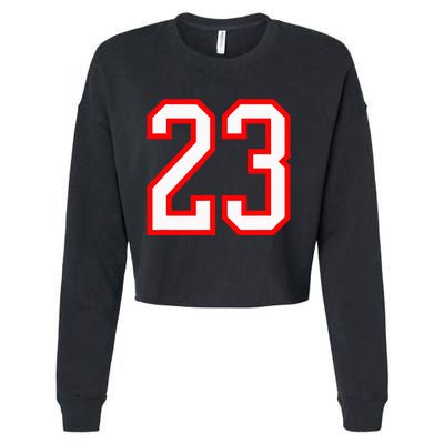 Number 23 White Red Sports Jersey Birthday Lucky Number 23 Cropped Pullover Crew