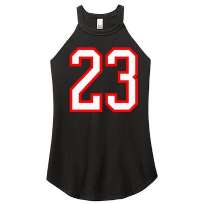 Number 23 White Red Sports Jersey Birthday Lucky Number 23 Women’s Perfect Tri Rocker Tank