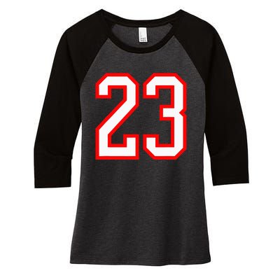 Number 23 White Red Sports Jersey Birthday Lucky Number 23 Women's Tri-Blend 3/4-Sleeve Raglan Shirt