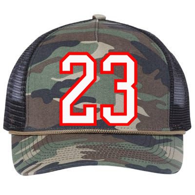 Number 23 White Red Sports Jersey Birthday Lucky Number 23 Retro Rope Trucker Hat Cap