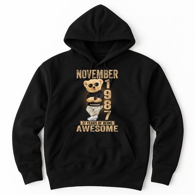 November 37th Birthday 1987 Awesome Teddy Bear Hoodie