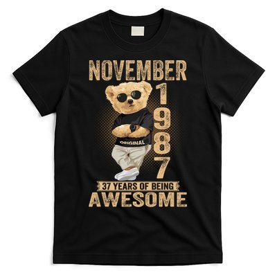 November 37th Birthday 1987 Awesome Teddy Bear T-Shirt