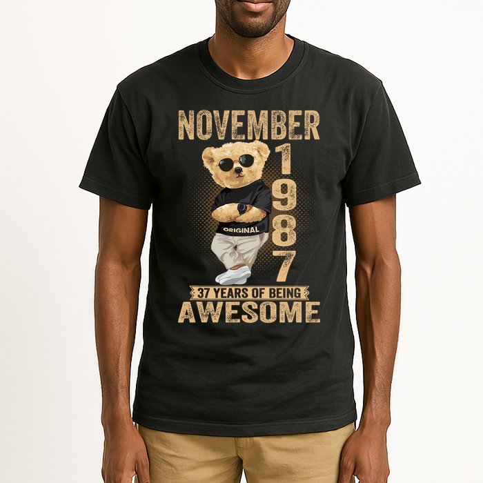 November 37th Birthday 1987 Awesome Teddy Bear Tall T-Shirt