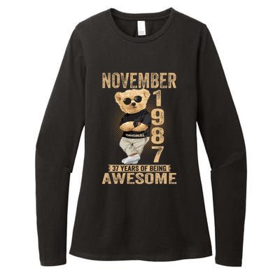 November 37th Birthday 1987 Awesome Teddy Bear Womens CVC Long Sleeve Shirt