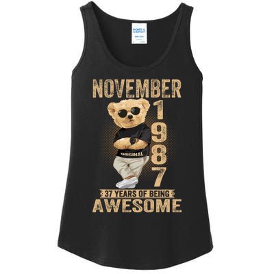 November 37th Birthday 1987 Awesome Teddy Bear Ladies Essential Tank