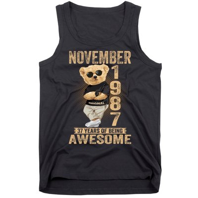 November 37th Birthday 1987 Awesome Teddy Bear Tank Top