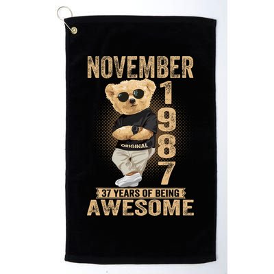 November 37th Birthday 1987 Awesome Teddy Bear Golf Towel