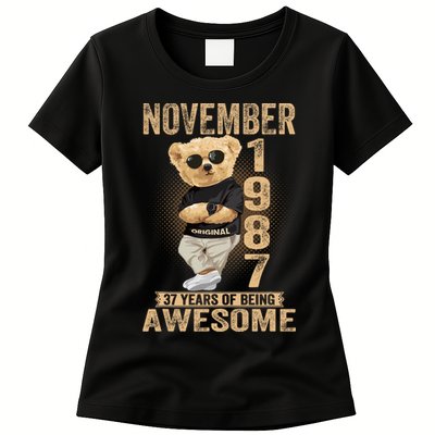November 37th Birthday 1987 Awesome Teddy Bear Womens T-Shirt