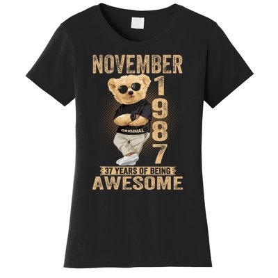 November 37th Birthday 1987 Awesome Teddy Bear Women's T-Shirt