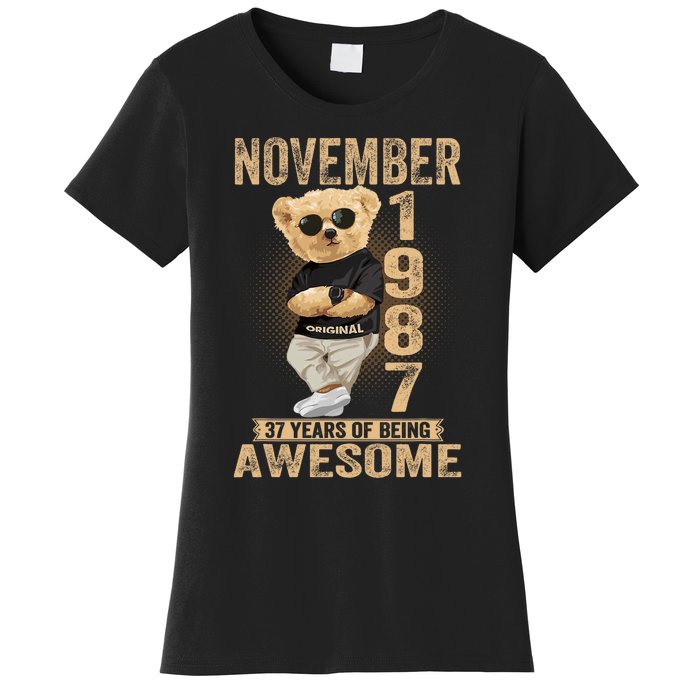 November 37th Birthday 1987 Awesome Teddy Bear Women's T-Shirt