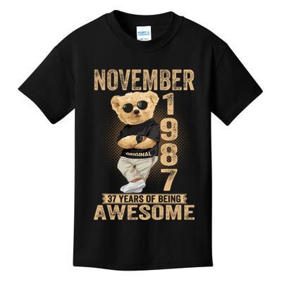 November 37th Birthday 1987 Awesome Teddy Bear Kids T-Shirt
