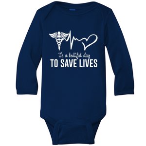 Nurse 365 Its A Beautiful Day To Save Lives Tee For Nurse Cute Gift Baby Long Sleeve Bodysuit